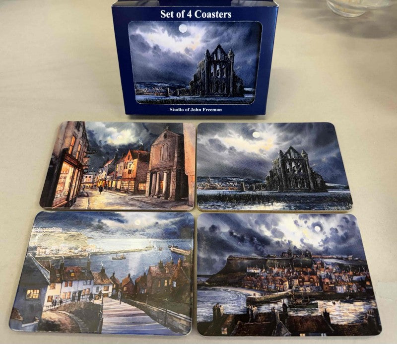 Cork Backed Whitby Coasters, Nocturne. (Set/4)